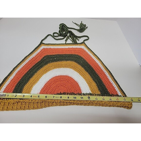 Crochet Crop Top Rainbow Bralette Medium Halter Tie Neck - Picture 6 of 10